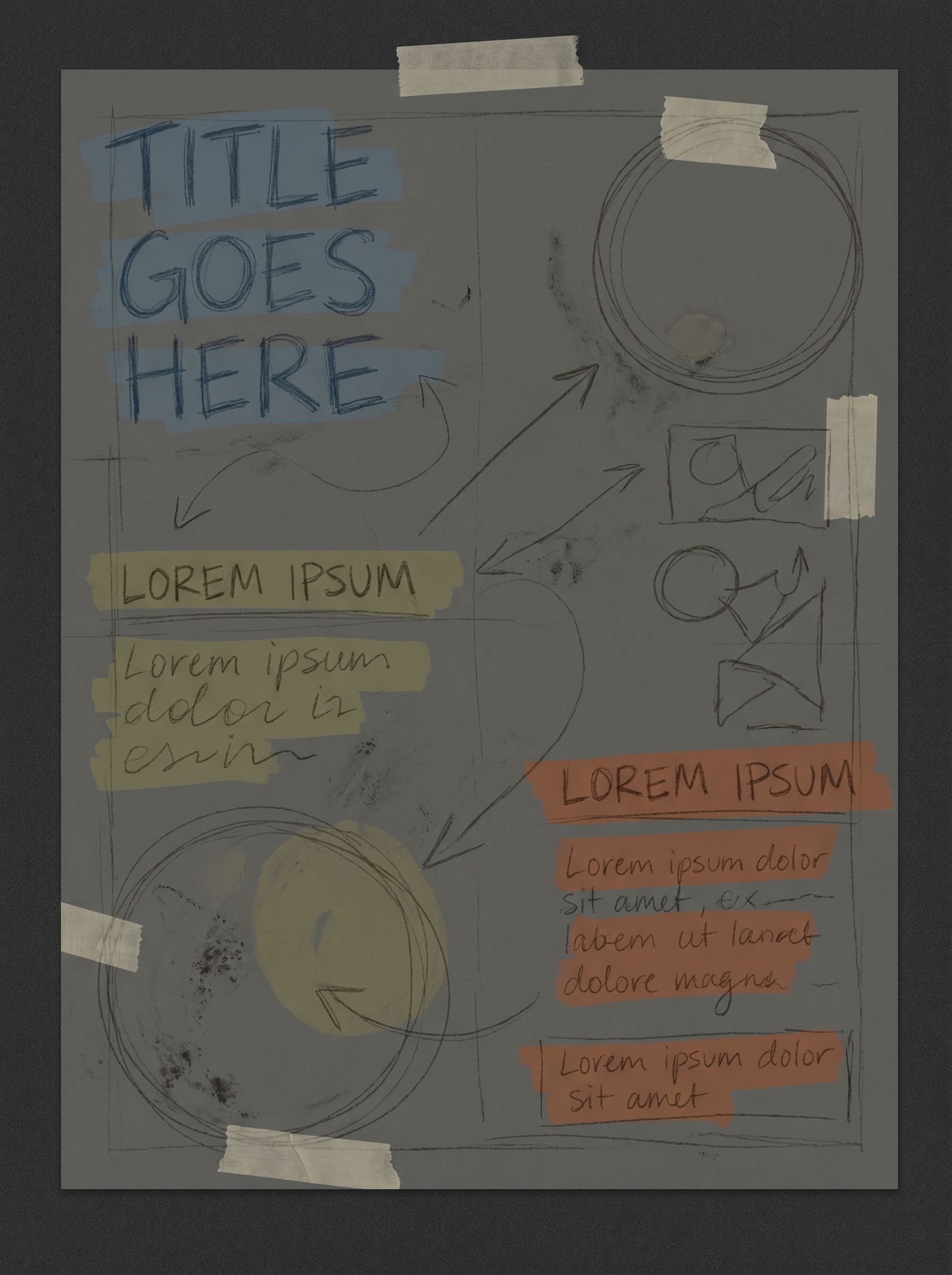 Draft poster layout before NanoBanana Pro — soft mockup with weak typography and muted colors on dark background