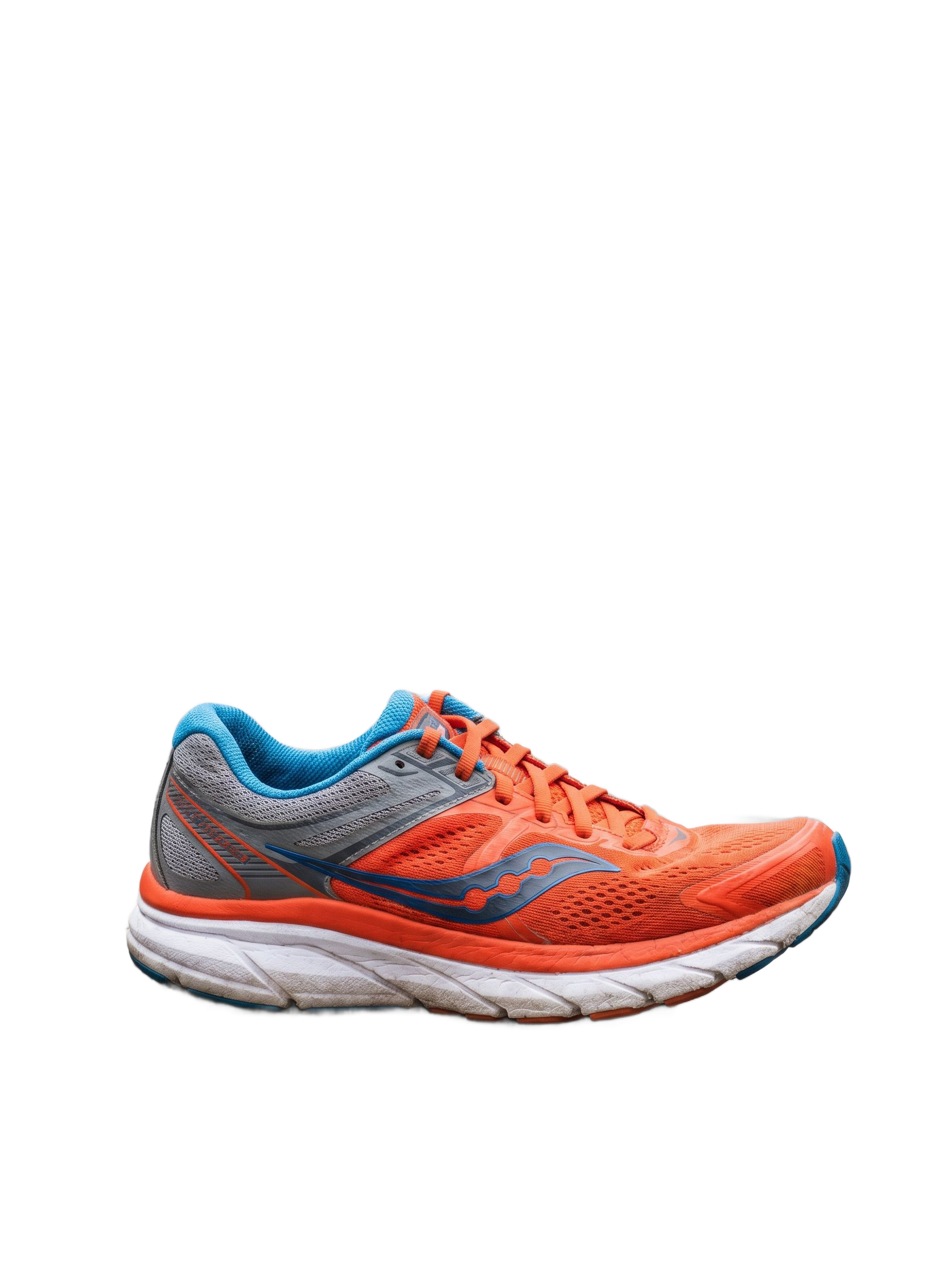 Gen NanoBanana AI background remover result: same running shoe cut out with background removed, ready for catalog compositing
